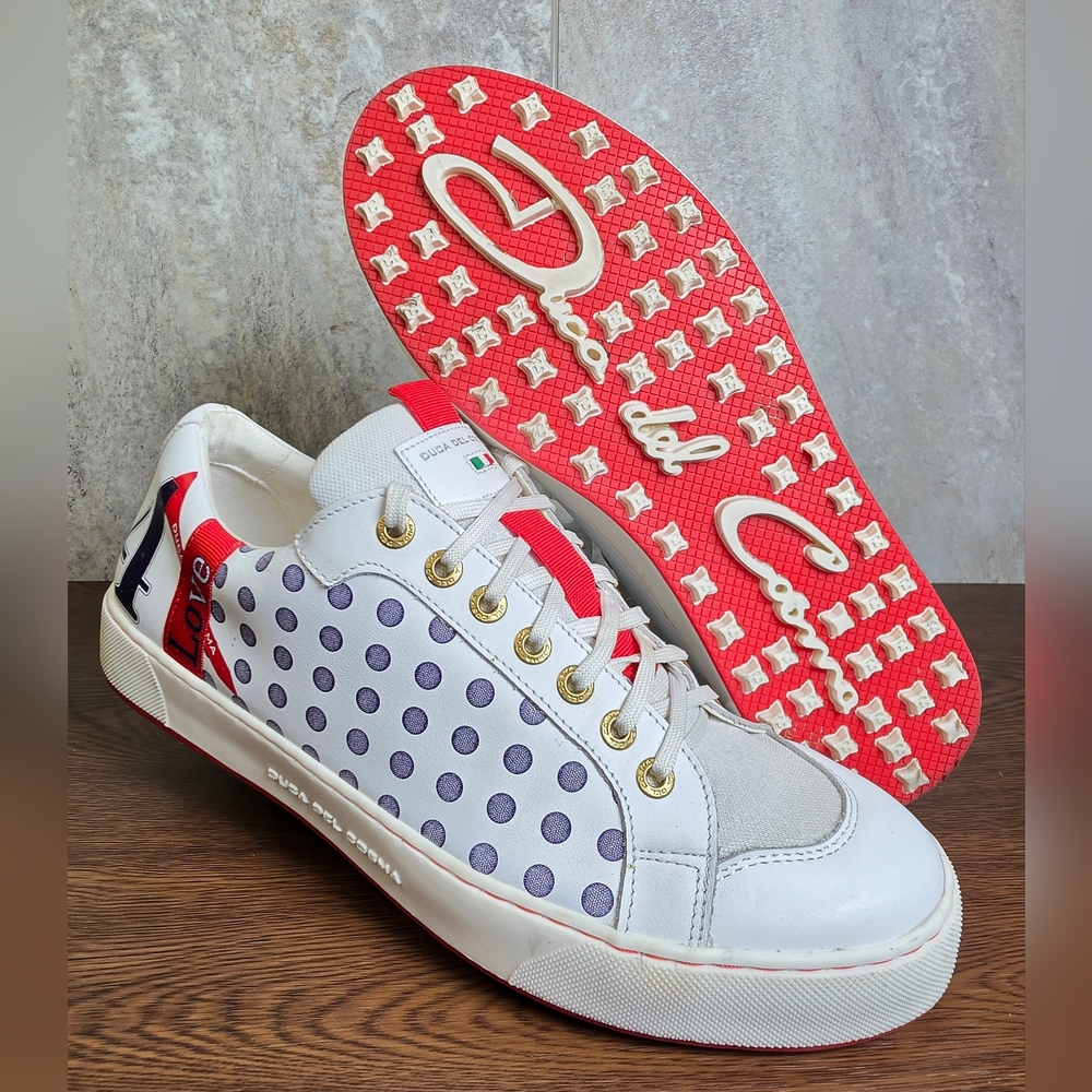 Duca Del Cosma 4 Love White Leather Spikeless Golf Shoe Sneakers Womens Size 9.5